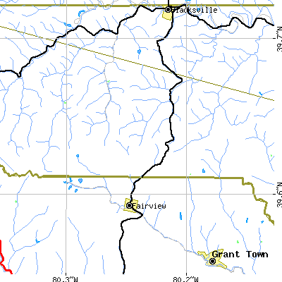 Zip code 26570 close-up map