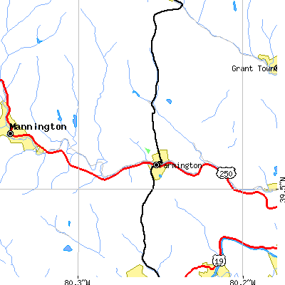 Zip code 26571 close-up map