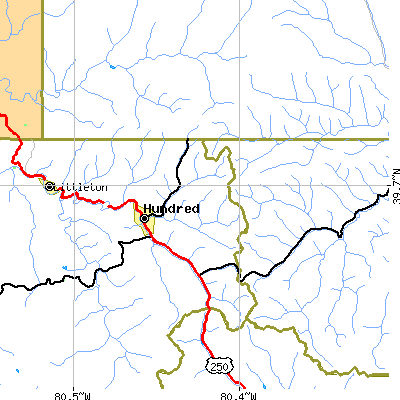 Zip code 26575 close-up map