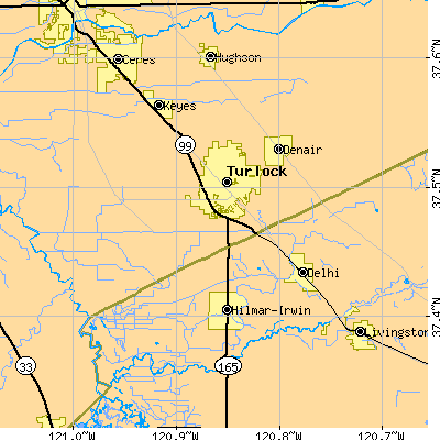 Zip code 95380 close-up map