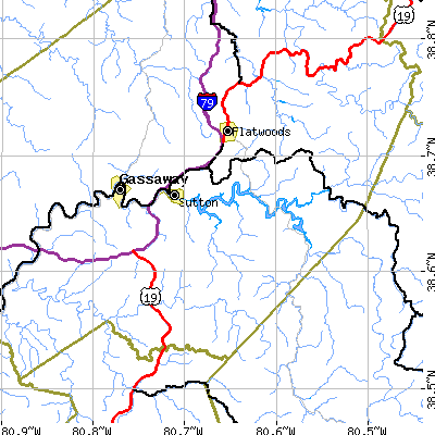 Zip code 26601 close-up map