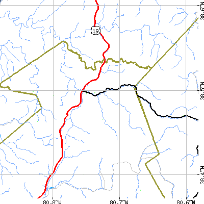 Zip code 26610 close-up map
