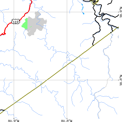 Zip code 26611 close-up map