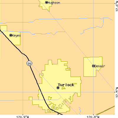 Zip code 95382 close-up map