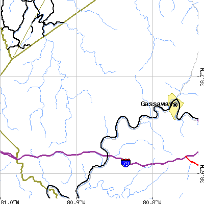Zip code 26623 close-up map