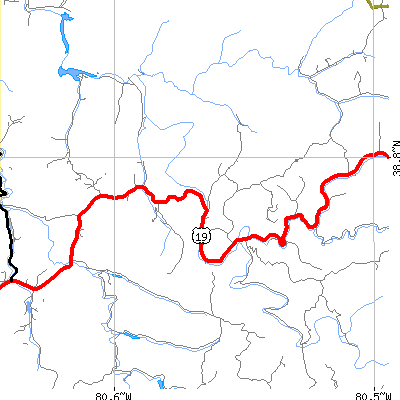 Zip code 26631 close-up map
