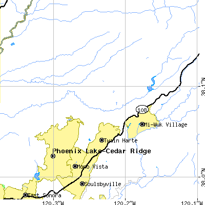 Zip code 95383 close-up map