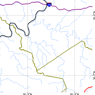 Zip code 26639 close-up map