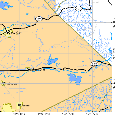 Zip code 95386 close-up map