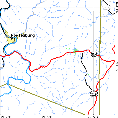 Zip code 26705 close-up map