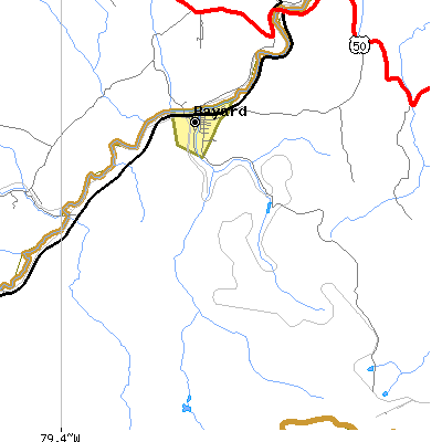 Zip code 26707 close-up map