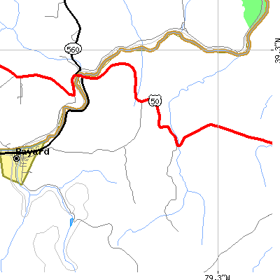 Zip code 26720 close-up map