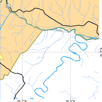 Zip code 26722 close-up map