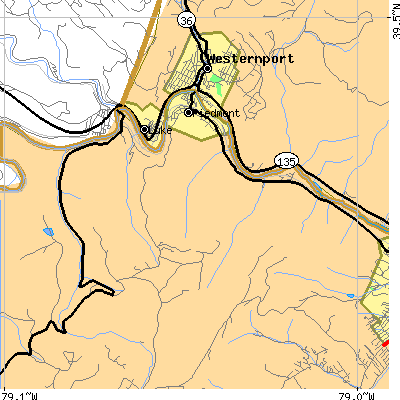 Zip code 26750 close-up map