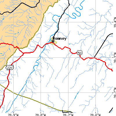 Zip code 26757 close-up map
