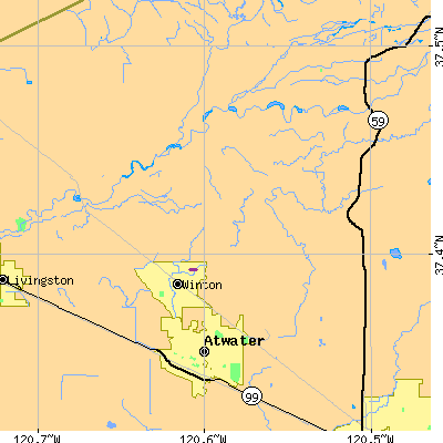 Zip code 95388 close-up map
