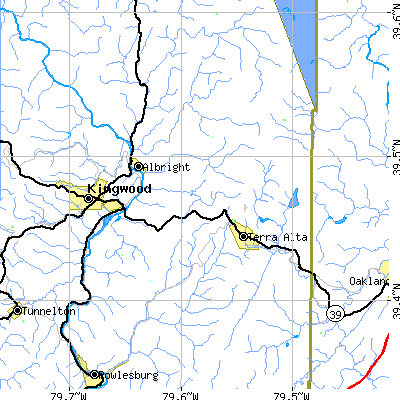 Zip code 26764 close-up map