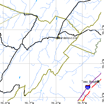 Zip code 26851 close-up map