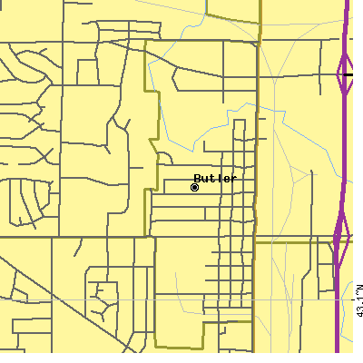 Zip code 53007 close-up map