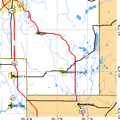 Zip code 53010 close-up map