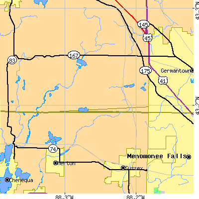Zip code 53017 close-up map
