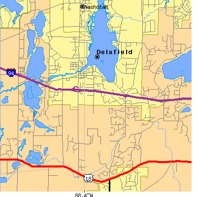 Zip code 53018 close-up map