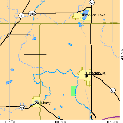 Zip code 53021 close-up map