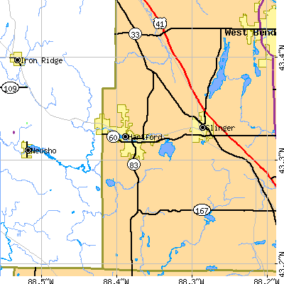 Zip code 53027 close-up map