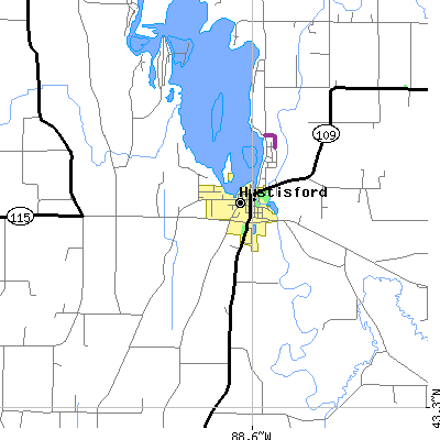Zip code 53034 close-up map