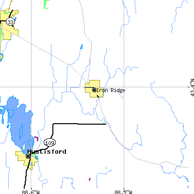 Zip code 53035 close-up map