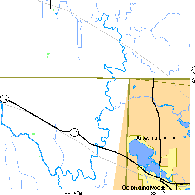 Zip code 53036 close-up map
