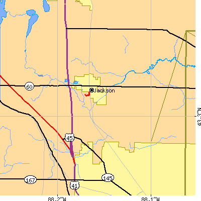 Zip code 53037 close-up map