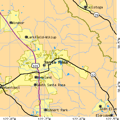 Zip code 95404 close-up map