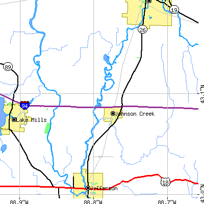 Zip code 53038 close-up map