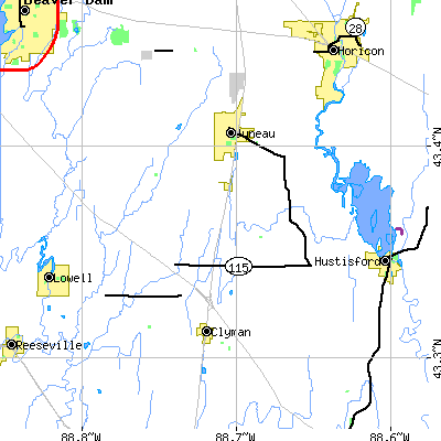Zip code 53039 close-up map