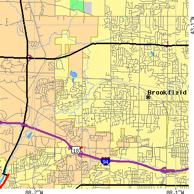 Zip code 53045 close-up map