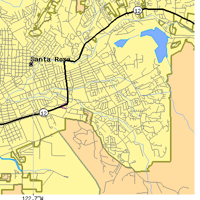 Zip code 95405 close-up map