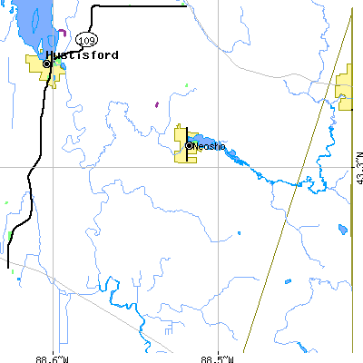 Zip code 53059 close-up map