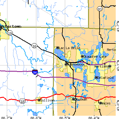 Zip code 53066 close-up map