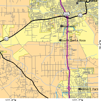 Zip code 95407 close-up map