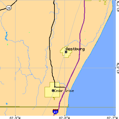 Zip code 53070 close-up map