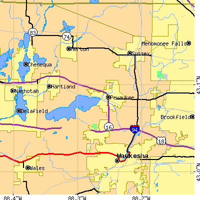 Zip code 53072 close-up map