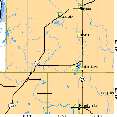Zip code 53075 close-up map