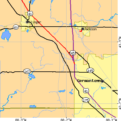 Zip code 53076 close-up map