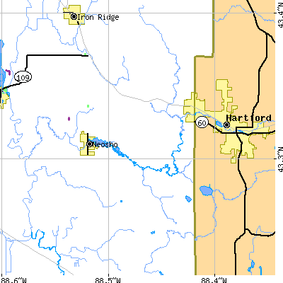 Zip code 53078 close-up map