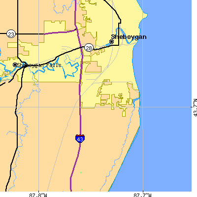 Zip code 53081 close-up map