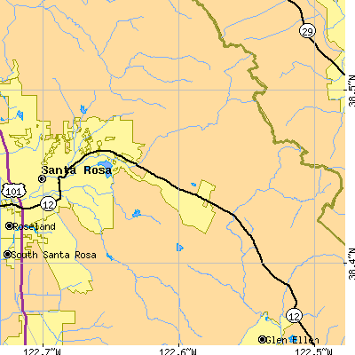 Zip code 95409 close-up map