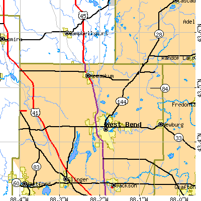 Zip code 53090 close-up map
