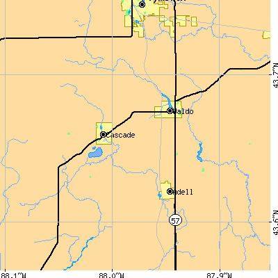 Zip code 53093 close-up map