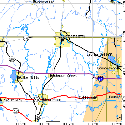 Zip code 53094 close-up map